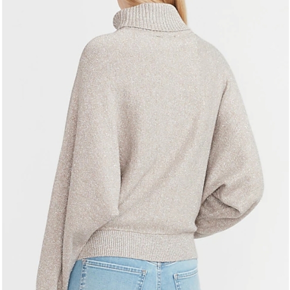 NWT Express Metallic Dolman Sleeve Turtleneck Sweater - Picture 2 of 3